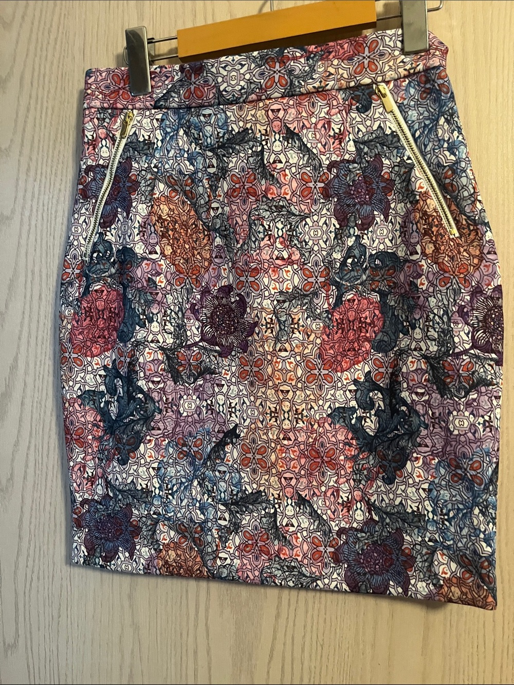 H&M Floral Mosaic Pencil Skirt - Pink, Blue, Purple